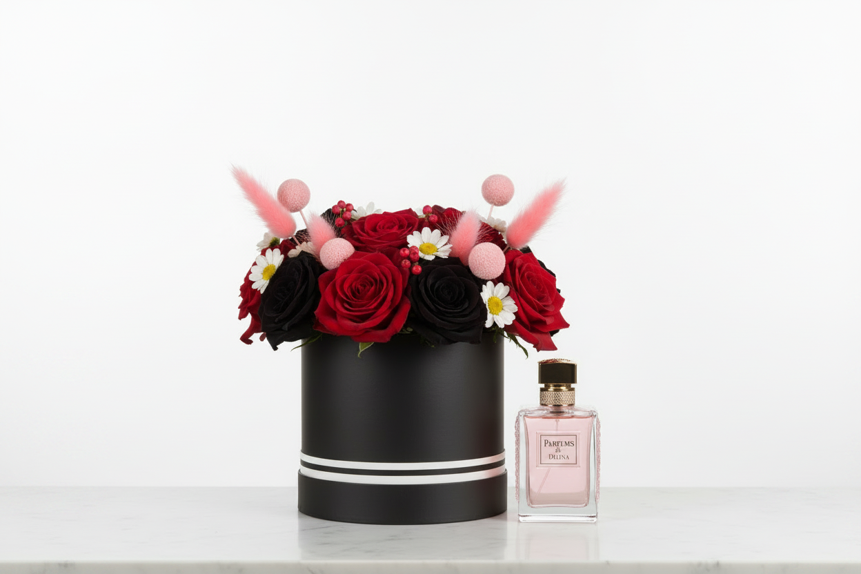 The Luxstery Rouge & Bloom Gift Set (Artificial Flowers)