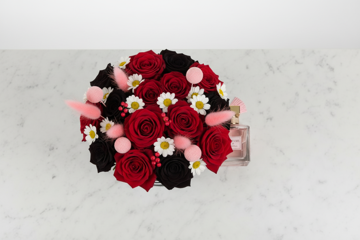 The Luxstery Rouge & Bloom Gift Set (Artificial Flowers)