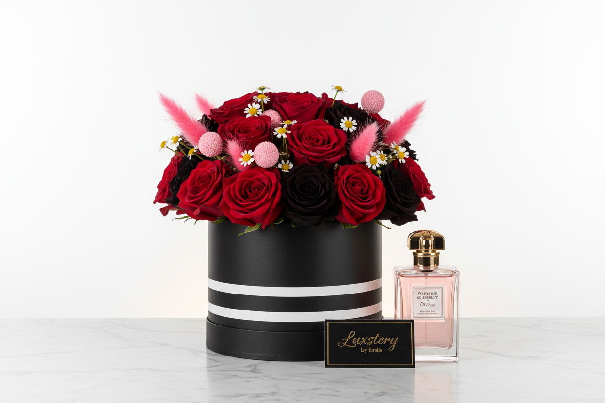 The Luxstery Rouge & Bloom Gift Set (Artificial Flowers)